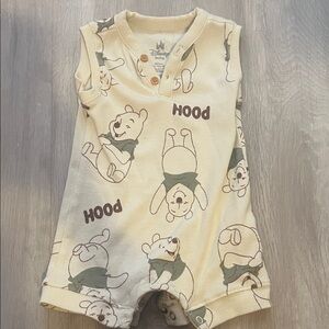 Cream Baby Romper with Winnie The Pooh